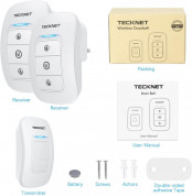 TeckNet HWD01162WU02 Wireless Plug-in Digital Doorbell - комплект 2 броя иновативни безжични звънци и предавател за входна врата (бял) 5
