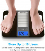 TechRise Smart Body Fat Scale - безжичен кантар за измерване на тегло, телесна маса, мазнини и др. (черен) 2