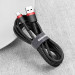 Baseus Cafule USB-A to USB-C Cable 3A (CATKLF-A91) - кабел с въжена оплетка и бързо зареждане за устройства с USB-C порт (50 см) (черен-червен) 7