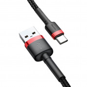 Baseus Cafule USB-A to USB-C Cable 3A (CATKLF-A91) - кабел с въжена оплетка и бързо зареждане за устройства с USB-C порт (50 см) (черен-червен) 4