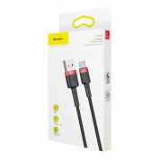 Baseus Cafule USB-A to USB-C Cable 3A (CATKLF-A91) - кабел с въжена оплетка и бързо зареждане за устройства с USB-C порт (50 см) (черен-червен) 8