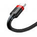Baseus Cafule USB-A to USB-C Cable 3A (CATKLF-A91) - кабел с въжена оплетка и бързо зареждане за устройства с USB-C порт (50 см) (черен-червен) 2