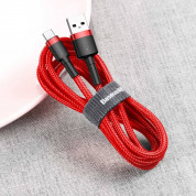 Baseus Cafule USB-A to USB-C Cable 3A (CATKLF-B09) - кабел с въжена оплетка и бързо зареждане за устройства с USB-C порт (100 см) (черен-червен) 3