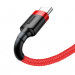 Baseus Cafule USB-A to USB-C Cable 3A (CATKLF-B09) - кабел с въжена оплетка и бързо зареждане за устройства с USB-C порт (100 см) (черен-червен) 2