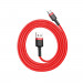 Baseus Cafule USB-A to USB-C Cable 3A (CATKLF-B09) - кабел с въжена оплетка и бързо зареждане за устройства с USB-C порт (100 см) (черен-червен) 6