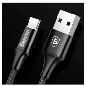 Baseus Rapid USB-A to USB-C Cable 2A (CATSU-C01) - кабел с въжена оплетка за устройства с USB-C порт (200 см) (черен) 10