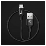 Baseus Rapid USB-A to USB-C Cable 2A (CATSU-C01) - кабел с въжена оплетка за устройства с USB-C порт (200 см) (черен) 6