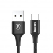 Baseus Rapid USB-A to USB-C Cable 2A (CATSU-C01) - кабел с въжена оплетка за устройства с USB-C порт (200 см) (черен)