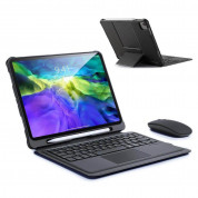 Dux Ducis Wireless Touchpad Keyboard Case - полиуретанов калъф, клавиатура, тракпад и поставка за iPad Pro 11 M1 (2021), iPad Pro 11 (2020), iPad Pro 11 (2018), iPad Air 5 (2022), iPad Air 4 (2020) (черен)