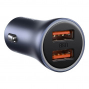 Baseus Golden Contactor Pro Quick Car Charger 40W (TZCCJD-A0G) - зарядно за кола с два USB-A изхода, технология за бързо зареждане и USB-A към USB-C кабел (тъмносив) 1