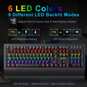 TeckNet Kumara EMK01253BK02 LED Illuminated Mechanical Gaming Keyboard - механична геймърска клавиатура с LED подсветка (за PC) 2