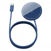 Baseus Simple Mini Magnetic Wireless Charger (WXJK-H03) - поставка (пад) за безжично зареждане за iPhone с Magsafe и Qi съвместими устройства (син)