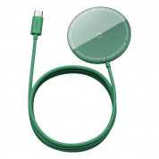 Baseus Simple Mini Magnetic Wireless Charger (WXJK-H06) - поставка (пад) за безжично зареждане за iPhone с Magsafe и Qi съвместими устройства (зелен)