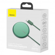 Baseus Simple Mini Magnetic Wireless Charger (WXJK-H06) - поставка (пад) за безжично зареждане за iPhone с Magsafe и Qi съвместими устройства (зелен) 17