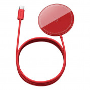 Baseus Simple Mini Magnetic Wireless Charger (WXJK-H09) - поставка (пад) за безжично зареждане за iPhone с Magsafe и Qi съвместими устройства (червен)