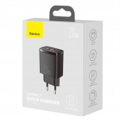 Baseus Compact Quick Wall Charger 20W (CCXJ-B01) - захранване за ел. мрежа с USB-A и USB-C изходи и технология за бързо зареждане (черен) 9