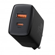Baseus Compact Quick Wall Charger 20W (CCXJ-B01) - захранване за ел. мрежа с USB-A и USB-C изходи и технология за бързо зареждане (черен)