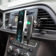 4smarts UltiMag RoadTrip Wireless Car Charger Set 15W - поставка за радиатора или таблото на кола с безжично зареждане за iPhone с Magsafe (черен) 6