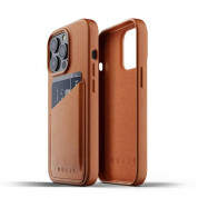 Mujjo Leather Wallet Case - кожен (естествена кожа) кейс с джоб за кредитна карта за iPhone 13 Pro (кафяв) 1