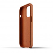 Mujjo Leather Wallet Case - кожен (естествена кожа) кейс с джоб за кредитна карта за iPhone 13 Pro (кафяв) 4