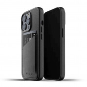 Mujjo Leather Wallet Case - кожен (естествена кожа) кейс с джоб за кредитна карта за iPhone 13 Pro (черен)