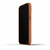 Mujjo Leather Wallet Case - кожен (естествена кожа) кейс с джоб за кредитна карта за iPhone 13 Pro Max (кафяв) 3