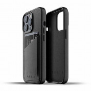 Mujjo Leather Wallet Case - кожен (естествена кожа) кейс с джоб за кредитна карта за iPhone 13 Pro Max (черен) 1