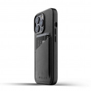 Mujjo Leather Wallet Case - кожен (естествена кожа) кейс с джоб за кредитна карта за iPhone 13 Pro Max (черен) 2