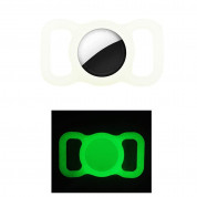 JC AirTag Pet Collar - силиконов държач за каишки за домашни любимци за Apple AirTag (бял-фосфор)