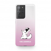 Karl Lagerfeld Choupette Fun Case - дизайнерски кейс с висока защита за Samsung Galaxy S21 Ultra (розов) 