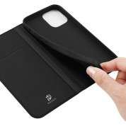 Dux Ducis Skin Pro Case - кожен калъф с поставка и отделение за кр. карти за iPhone 13 mini (черен) 7