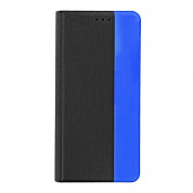 Prio Book Case - кожен калъф с поставка за iPhone 13 (черен-син)