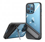 Ugreen Fusion Kickstand Case - хибриден удароустойчив кейс с поставка за iPhone 13 Pro (черен-прозрачен)