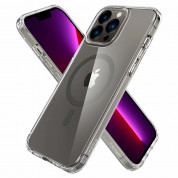 Spigen Ultra Hybrid MagSafe Case - хибриден кейс с висока степен на защита с MagSafe за iPhone 13 Pro Max (сив-прозрачен)  1