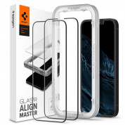 Spigen Glass.Tr Align Master Full Cover Tempered Glass 2 Pack - 2 броя стъклени защитни покрития за целия дисплей на iPhone 13 mini (черен-прозрачен)