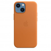 Apple iPhone Leather Case with MagSafe - оригинален кожен кейс (естествена кожа) за iPhone 13 Mini (оранжев) 2