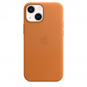 Apple iPhone Leather Case with MagSafe - оригинален кожен кейс (естествена кожа) за iPhone 13 Mini (оранжев)