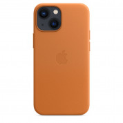 Apple iPhone Leather Case with MagSafe - оригинален кожен кейс (естествена кожа) за iPhone 13 Mini (оранжев) 1