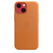 Apple iPhone Leather Case with MagSafe - оригинален кожен кейс (естествена кожа) за iPhone 13 Mini (оранжев) 4