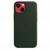 Apple iPhone Leather Case with MagSafe - оригинален кожен кейс (естествена кожа) за iPhone 13 Mini (зелен) 4