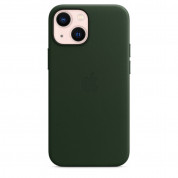 Apple iPhone Leather Case with MagSafe - оригинален кожен кейс (естествена кожа) за iPhone 13 Mini (зелен) 3