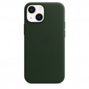 Apple iPhone Leather Case with MagSafe - оригинален кожен кейс (естествена кожа) за iPhone 13 Mini (зелен)