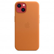 Apple iPhone Leather Case with MagSafe - оригинален кожен кейс (естествена кожа) за iPhone 13 (оранжев) 4