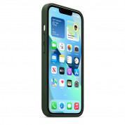 Apple iPhone Leather Case with MagSafe - оригинален кожен кейс (естествена кожа) за iPhone 13 (зелен) 6
