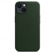 Apple iPhone Leather Case with MagSafe - оригинален кожен кейс (естествена кожа) за iPhone 13 (зелен) 2