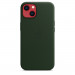 Apple iPhone Leather Case with MagSafe - оригинален кожен кейс (естествена кожа) за iPhone 13 (зелен) 5