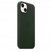 Apple iPhone Leather Case with MagSafe - оригинален кожен кейс (естествена кожа) за iPhone 13 (зелен) 5