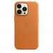 Apple iPhone Leather Case with MagSafe - оригинален кожен кейс (естествена кожа) за iPhone 13 Pro (златисто кафяв) 3