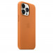 Apple iPhone Leather Case with MagSafe - оригинален кожен кейс (естествена кожа) за iPhone 13 Pro (златисто кафяв) 5