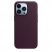 Apple iPhone Leather Case with MagSafe - оригинален кожен кейс (естествена кожа) за iPhone 13 Pro (бордо) 4